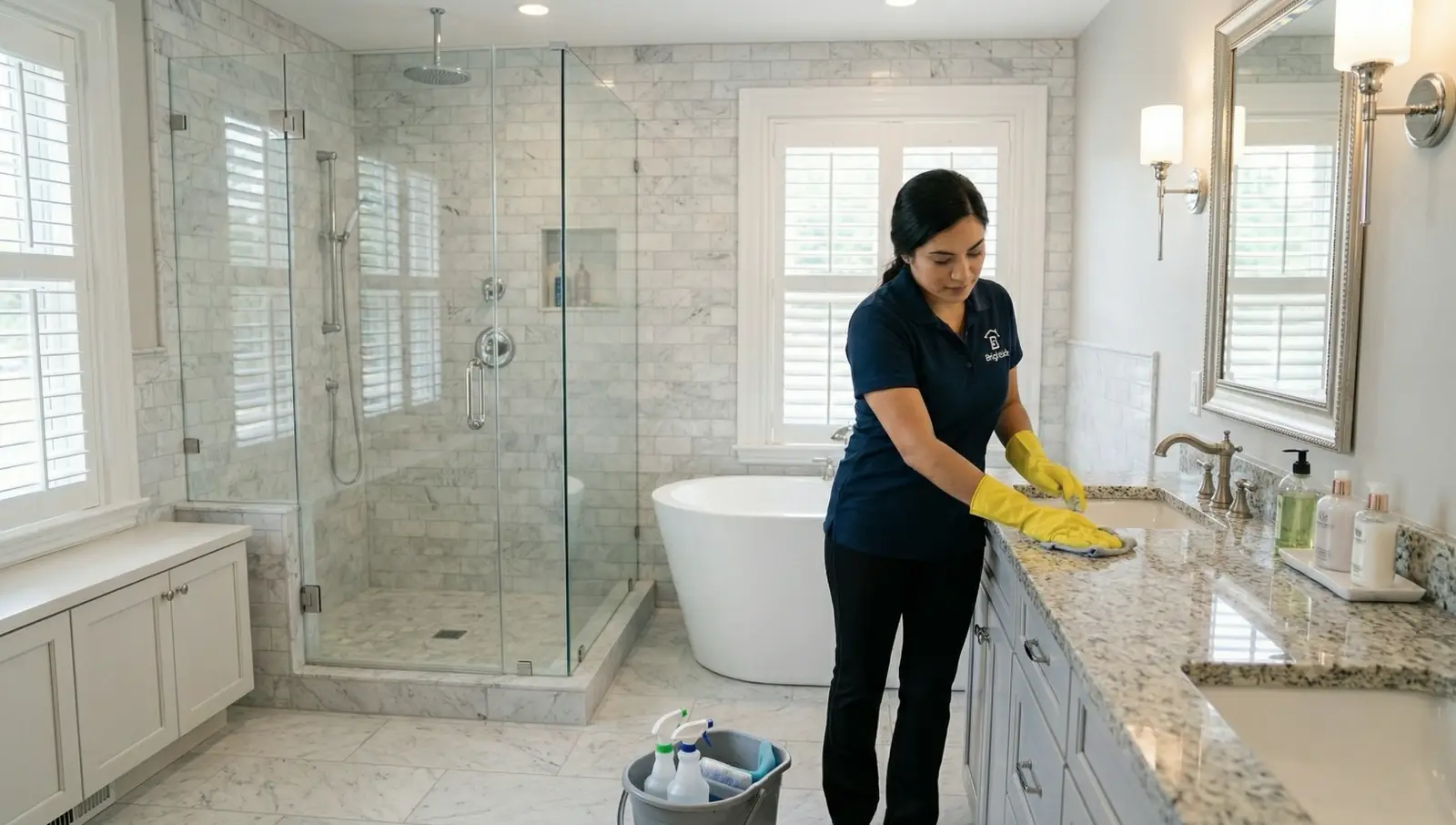 BrightNest detail cleaning stove, toilet and floors after construction